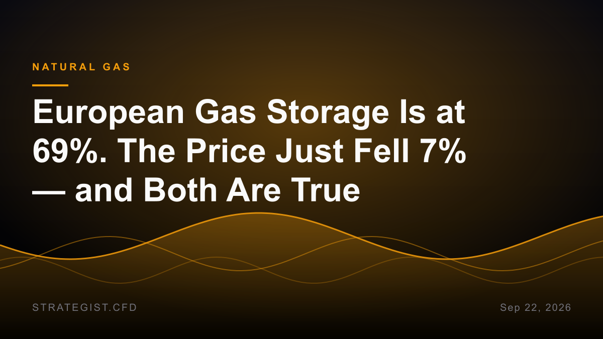 European Gas Storage Is at 69%. The Price Just Fell 7% — and Both Are True